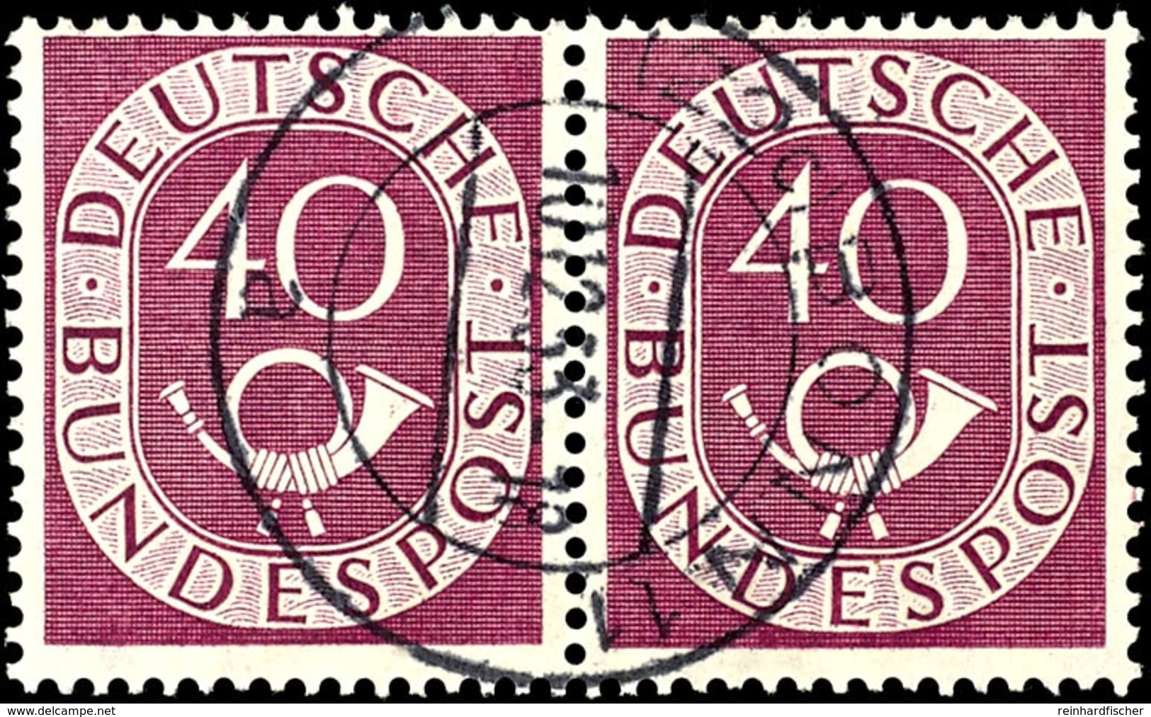 5653 40 Pf. Posthorn, Waager. Paar, Tadellos, Gest., Mi. 250,-, Katalog: 133 O - Sonstige & Ohne Zuordnung