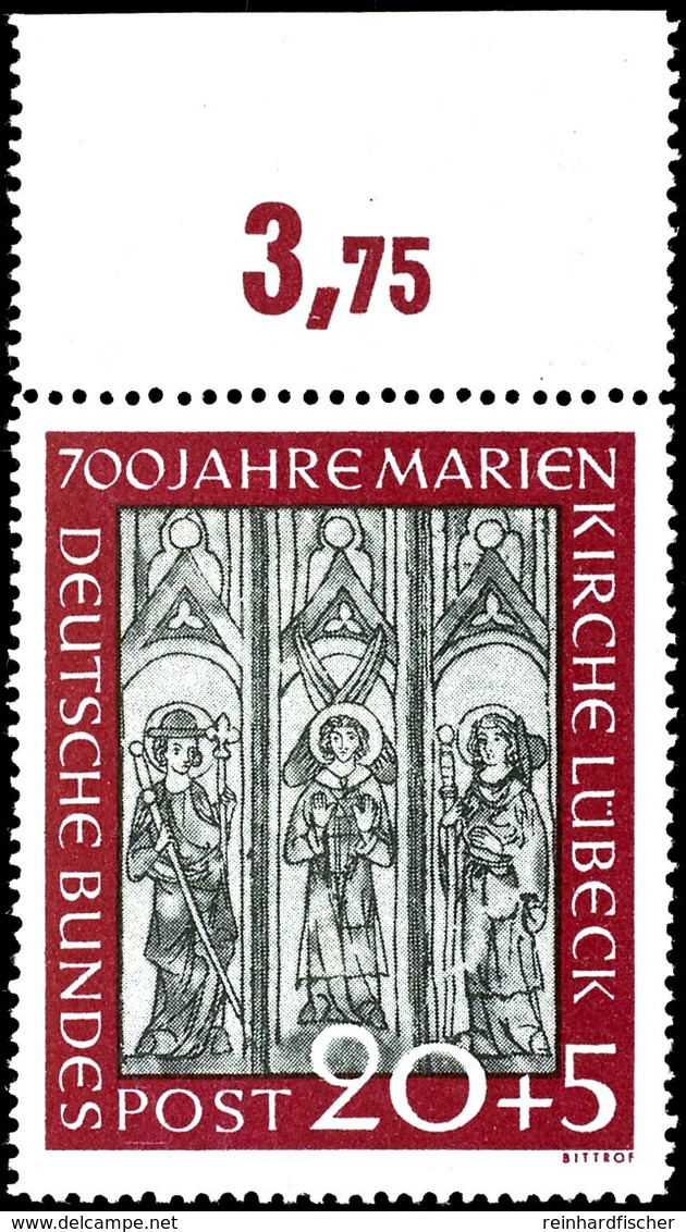 5662 10 + 20 Pfg Marienkirche Mit Oberrändern Mit RWZ, Tadellos Postfrisch, Unsigniert, Hervorragend Gezähnt Und Nahezu  - Andere & Zonder Classificatie