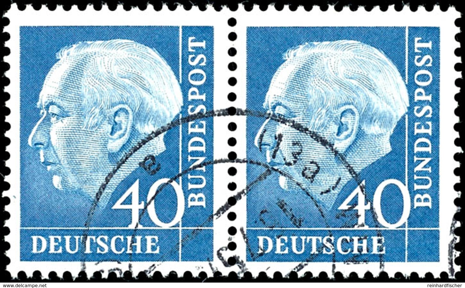 5721 40 Pfg Heuss II, Waagerechtes Paar, Tadellos Rundgestempelt, Mi. 200.-, Katalog: 260(2) O - Sonstige & Ohne Zuordnung