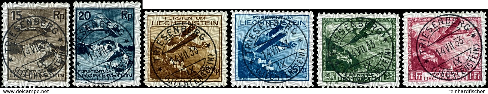 5807 15 Rp. Bis 1 Fr. Flugpostausgabe Von 1930, Kompletter Satz Je Sauber Zentrisch Gestempelt Triesenberg 14.VII.33, Lu - Liechtenstein