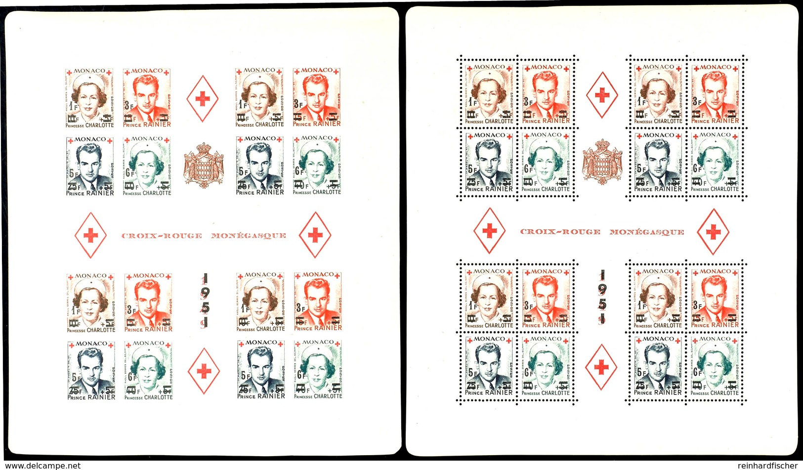 5825 1951, Blockausgabe Rotes Kreuz, Blockpaar Gezähnt/ungezähnt, Tadellos Postfrisch, Wie üblich Gering Bügig, Mi. 1.00 - Other & Unclassified