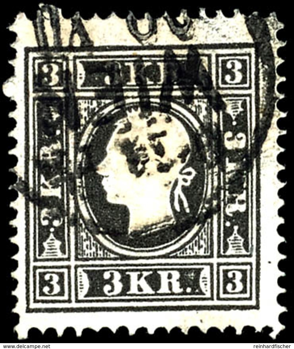 5834 3 Kr. Schwarz, Type II, Gestempelt "WIEN", Tadellos, Gepr. Seitz, Mi. 230.-, Katalog: 11IIa O - Andere & Zonder Classificatie