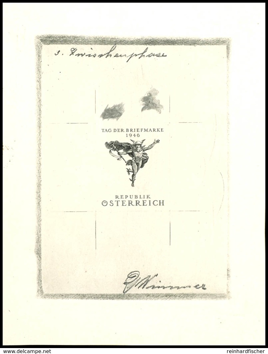 5849 1946, "Tag Der Briefmarke", Nicht Angenommener Entwurf Von G. Wimmer In Der 3,4, Und 5 Phase, Tadellose Erhaltung,  - Other & Unclassified