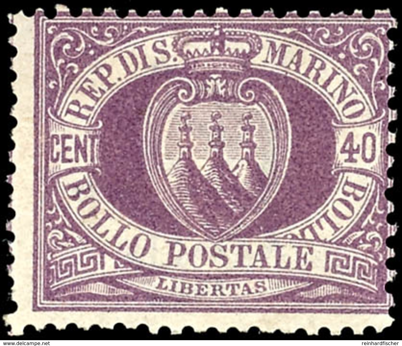 5869 1877, 40 C. Wappen Violett, Ungebraucht Mit Originalgummierung, Rückseitig Minimal Stockig, Gepr. Sorani Mit Fotobe - Other & Unclassified