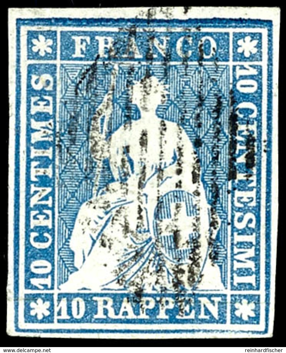 5904 10 Rp. Strubel Blau, Münchener Druck, Saubere Klare Raute, Allseits Weissrandig, Befund Urs Hermann SBPV: "fehlerfr - Andere & Zonder Classificatie