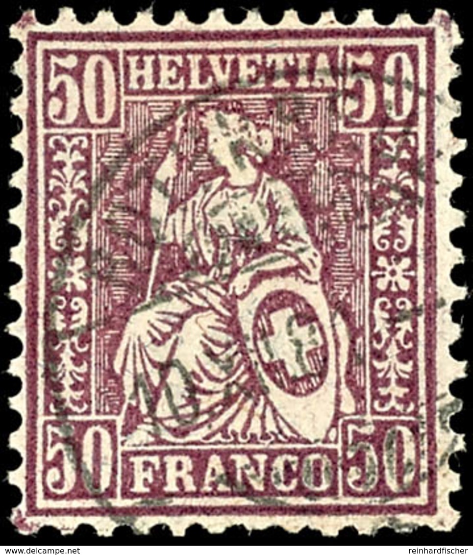 5935 50 Rp. Sitzende Helvetia Lila, Faserpapier, Rückdatierter Stempel ROZHKREUZ 10 XII 81, Fotoattest Urs Hermann SBPV, - Sonstige & Ohne Zuordnung