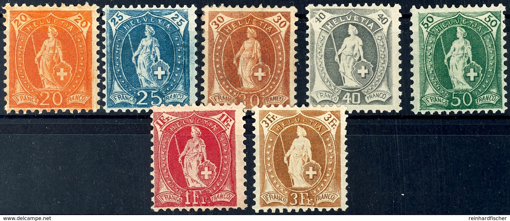 5957 20 C. - 3 Fr. Stehende Helvetia Mit Wz., Dabei MiNr. 80 D Gepr. Abt BPP (Mi. 350,-), Tadellos Ungebrauchter Prachts - Andere & Zonder Classificatie