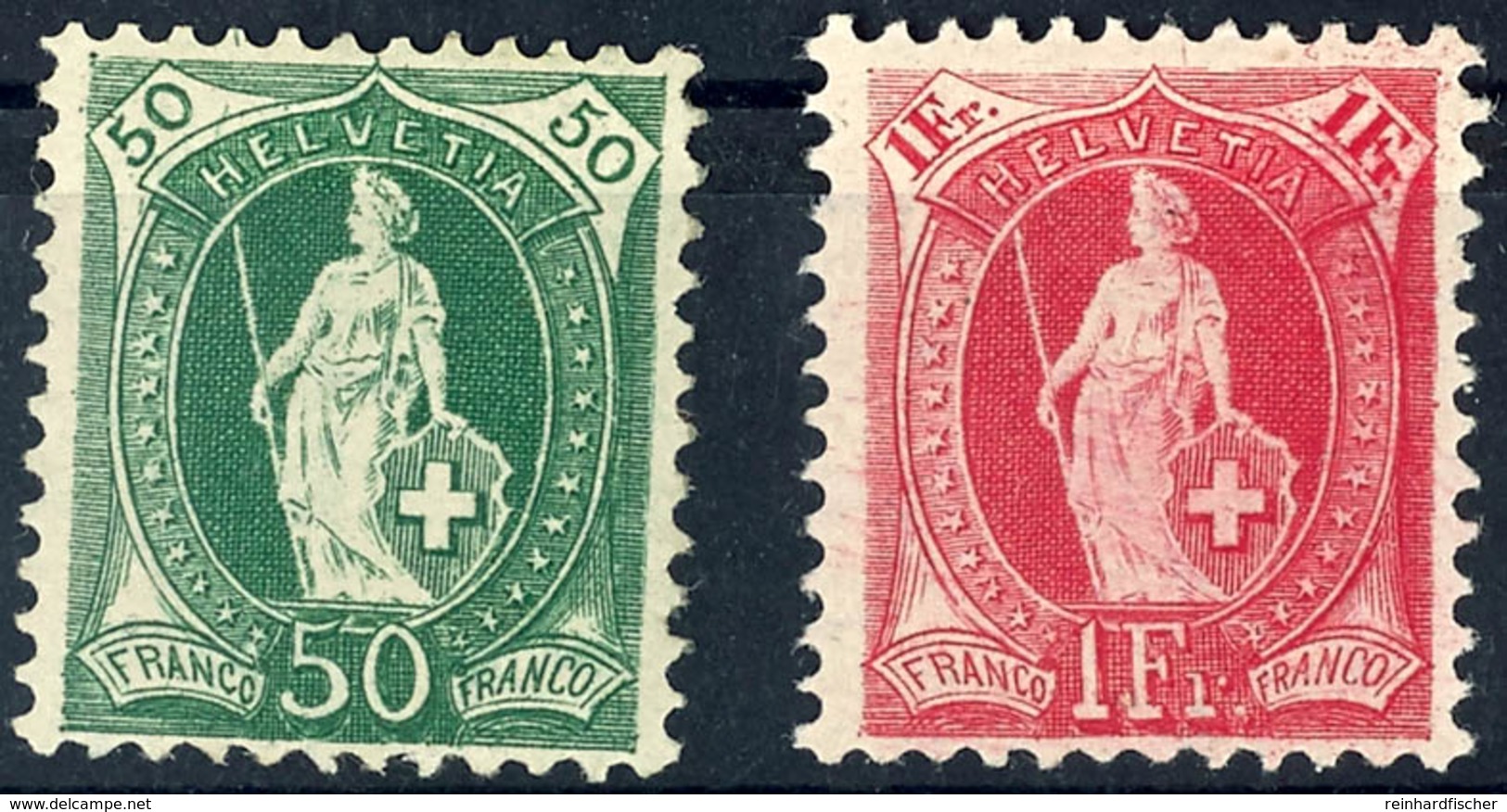 5962 50 C. Grün Und 1 Fr. Karmin, Je In C-Zähnung, Tadellos Ungebraucht, Mi. 180.-, Katalog: 78D,79D * - Sonstige & Ohne Zuordnung