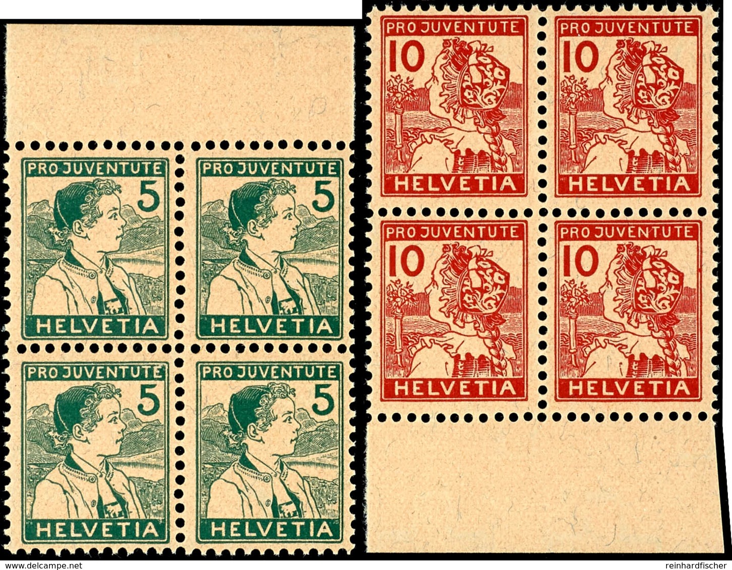 5969 Pro Juventute 1915, Kompletter Postfrischer Luxussatz Im Viererblock, Fotoattest Abt BPP, Mi 1120,-, Katalog: 128/2 - Sonstige & Ohne Zuordnung