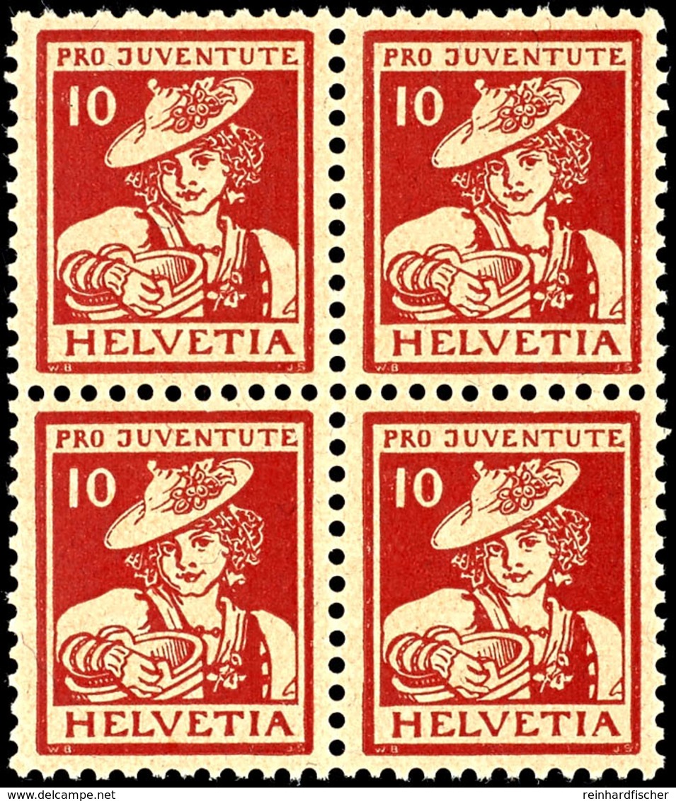 5971 Pro Juventute 1916, Kompletter Postfrischer Luxussatz Im Viererblock, Mi 800,-, Katalog: 130/32 ** - Sonstige & Ohne Zuordnung