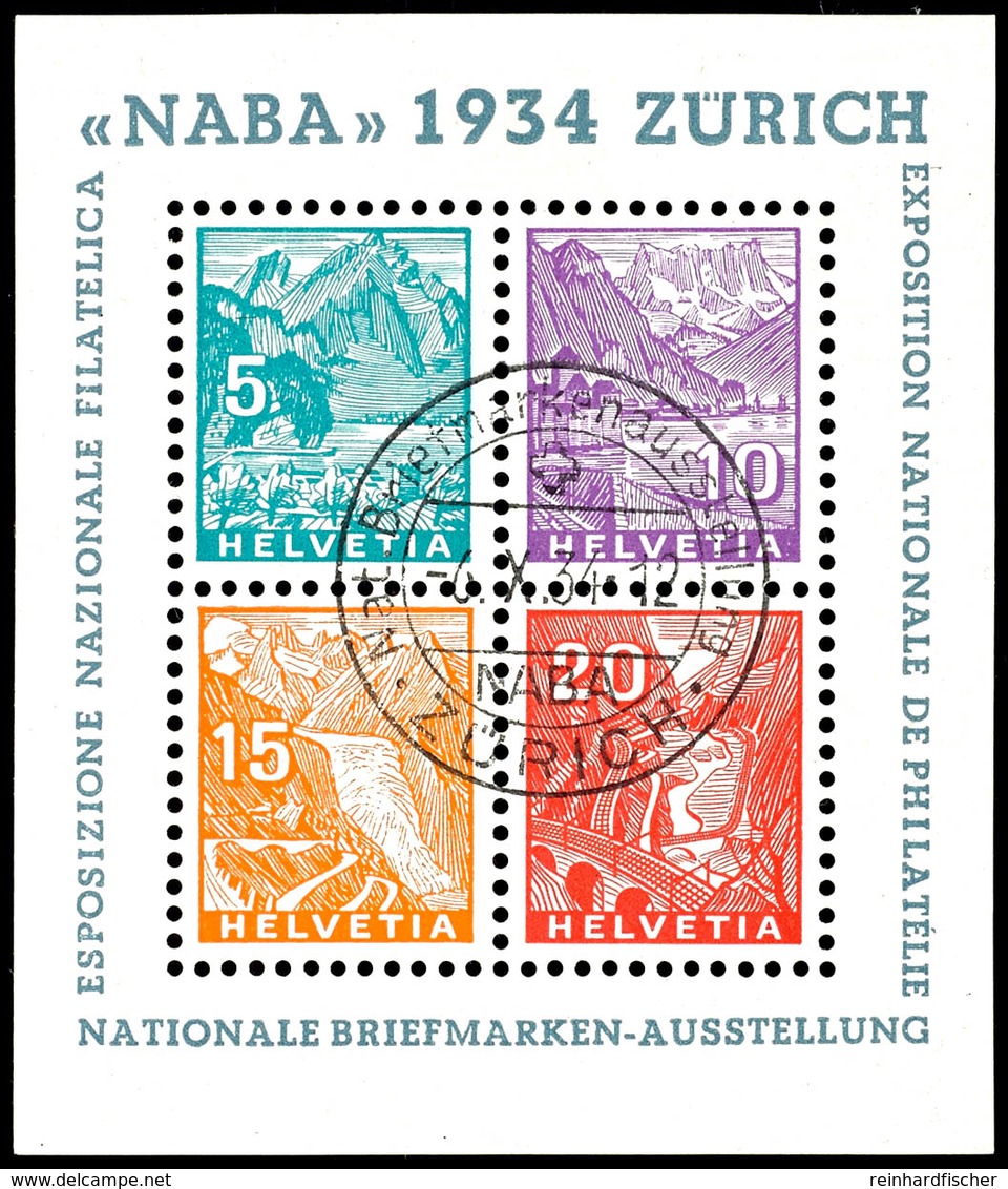 5989 1934, NABA - Block Mit Ausstellungsstempel " ZURICH 6.x.34", Tadellos, Fotobefund Marchand, Mi. 750.-, Katalog: Bl. - Sonstige & Ohne Zuordnung