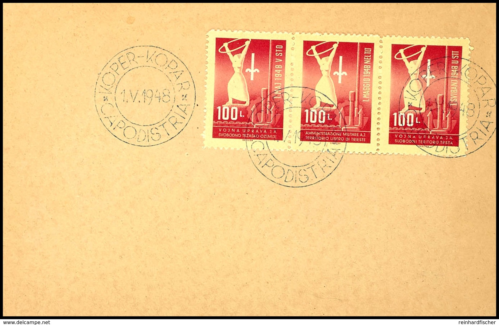 6051 1948, Waag. Dreierstreifen Mit Den Verschied. Inschriften Auf Tadellosem FDC, Mi. 120,--, Katalog: 1 FDC - Andere & Zonder Classificatie