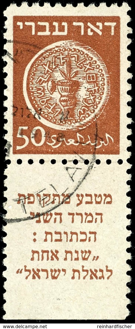 6094 1948, "Münzen" 50 M. Mit TAB Auf Grauem Papier, Tadellos, Mi. 150,--, Katalog: 6yA O - Andere & Zonder Classificatie