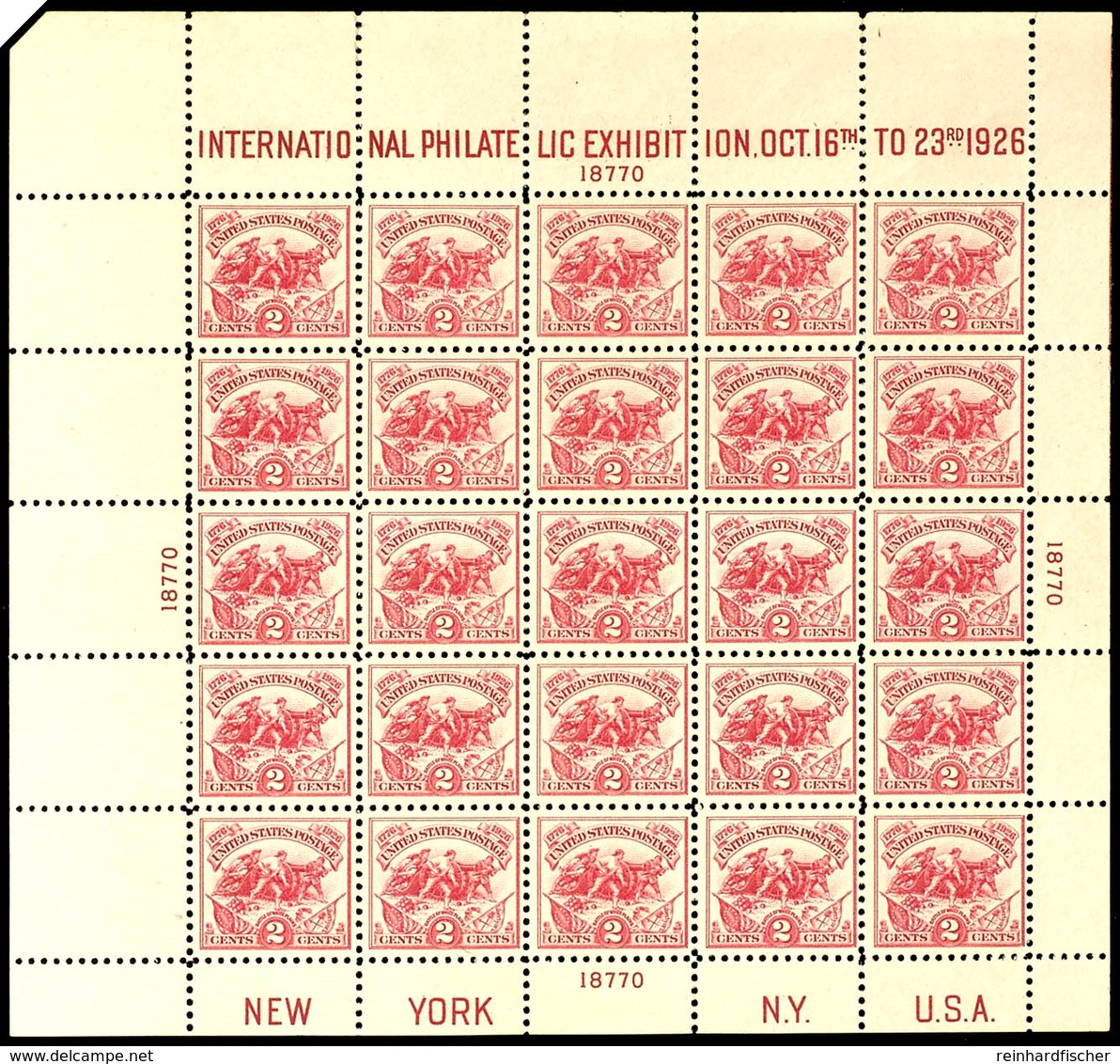 6133 1926, Blockausgabe Briefmarkenausstellung New York, Tadellos Postfrisch, Links Obere Ecke Abgeschrägt, Im Oberrand  - Other & Unclassified