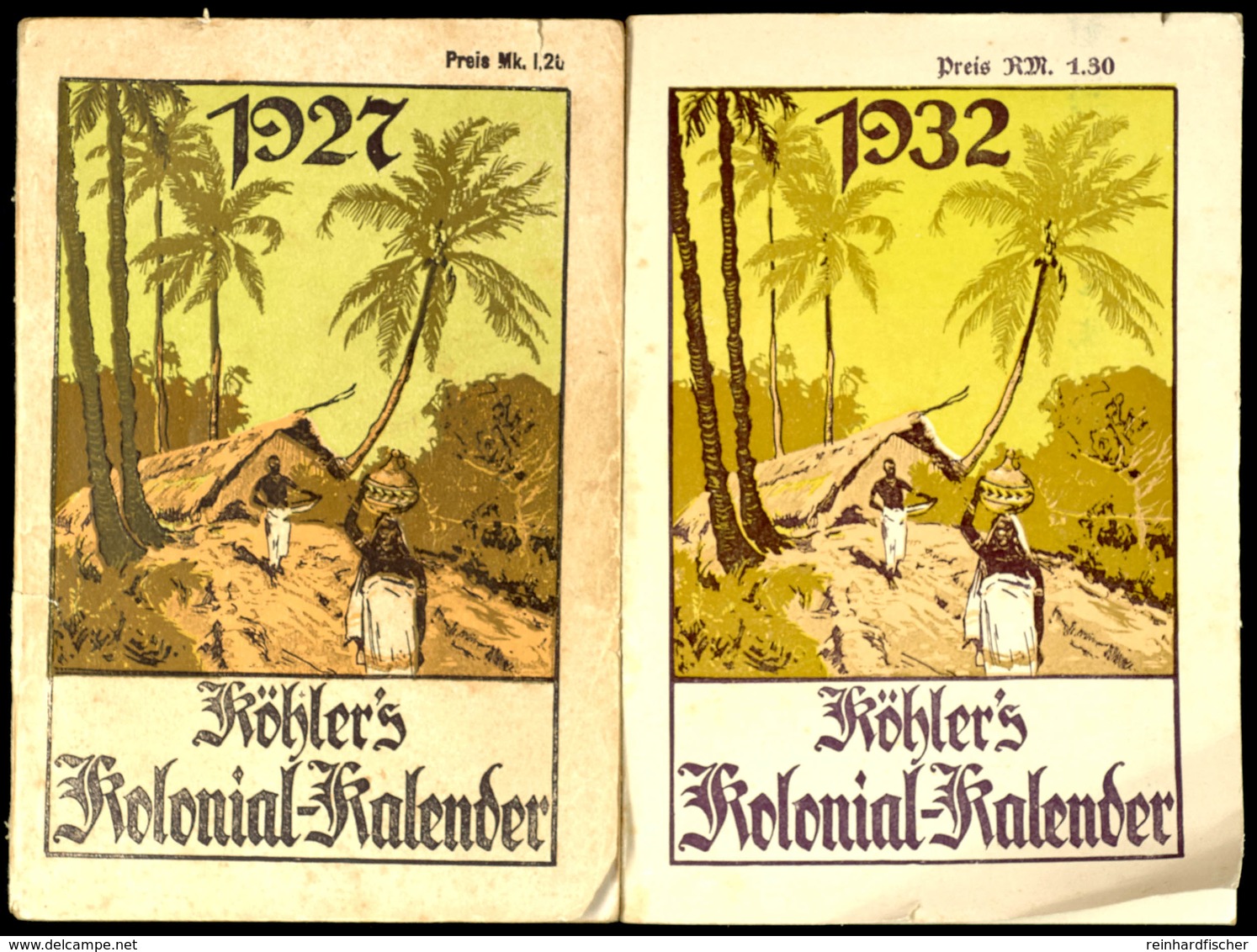 6176 Köhlers Kolonial-Kalender, Jahrgänge 1927 Und 1932, Teils Etwas Fleckig, Zwei Relativ Seltene Ausgaben, - Andere & Zonder Classificatie