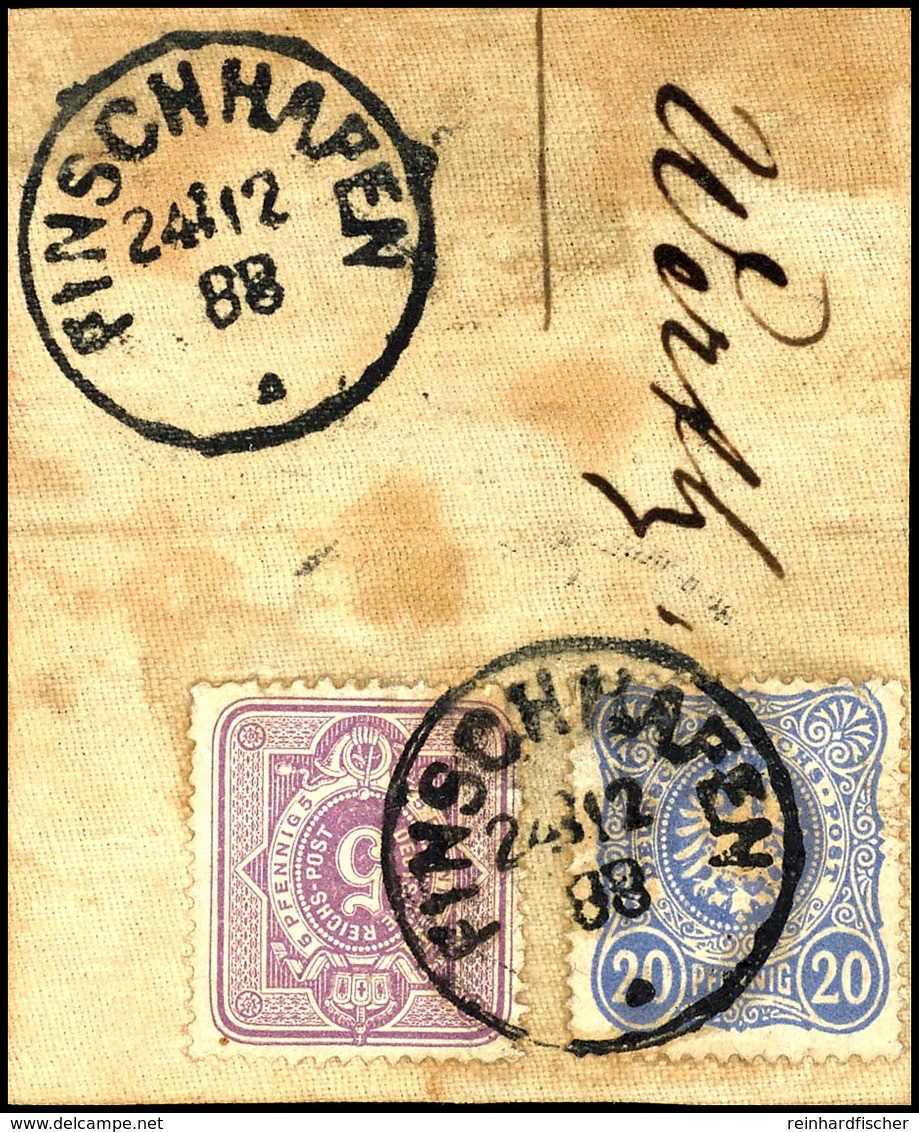 6307 5 Pfg Ziffer Im Oval Und 20 Pfg Reichsadler, Stempel FINSCHHAFEN 24/12 88, Auf Leinenbrief-Ausschnitt. Das Briefstü - Duits-Nieuw-Guinea