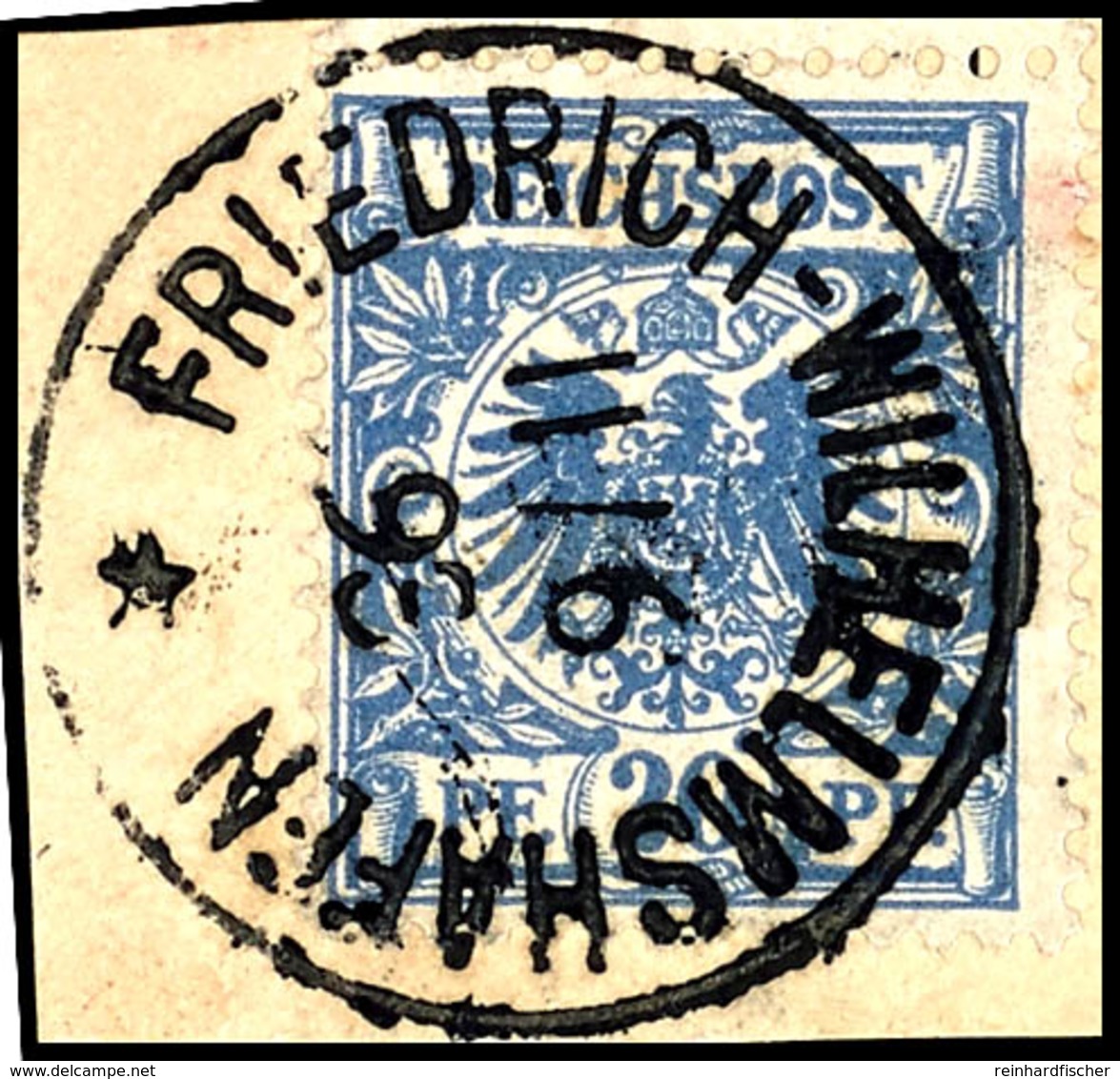 6330 20 Pfg Krone/Adler, Stempel FRIEDRICH-WILHELMSHAFEN 11/6 98, Auf Briefstück, Signiert Pfenninger Und Dr. PROVINSKY  - Duits-Nieuw-Guinea