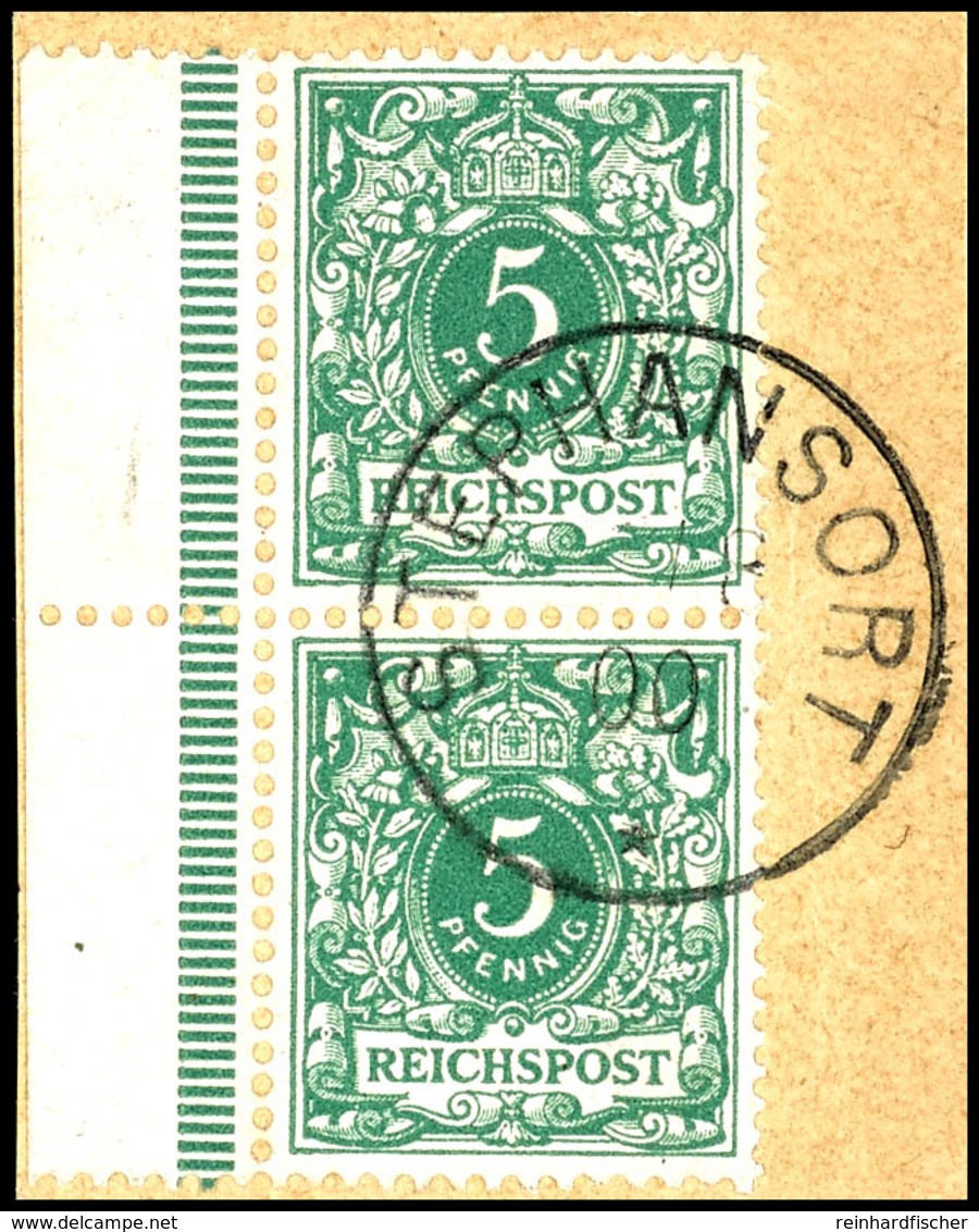 6346 5 Pfg Krone/Adler (senkrechtes Paar Mit Seitenrand), Stempel STEPHANSORT -/8 00 (Tag Nicht Lesbar), Auf Briefstück. - Other & Unclassified