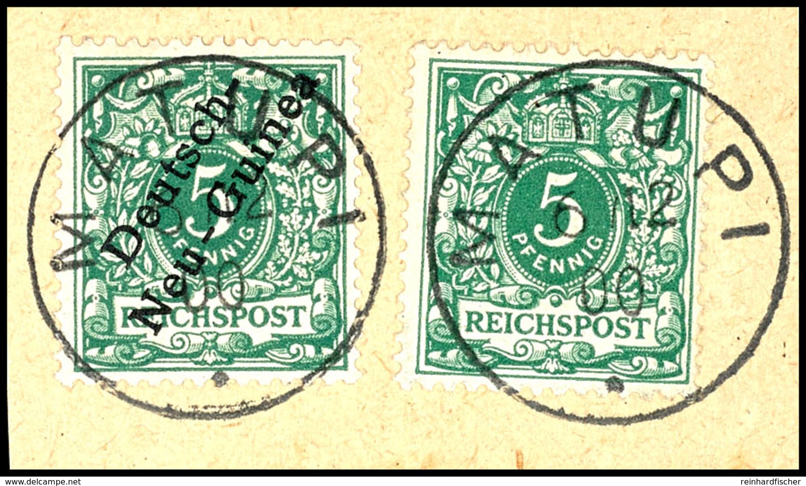 6349 5 Pfg Krone/Adler Und 5 Pfg Krone/Adler Mit Aufdruck, Stempel MATUPI 6/12 00, Als Mischfrankatur Auf Briefstück, Ka - Other & Unclassified