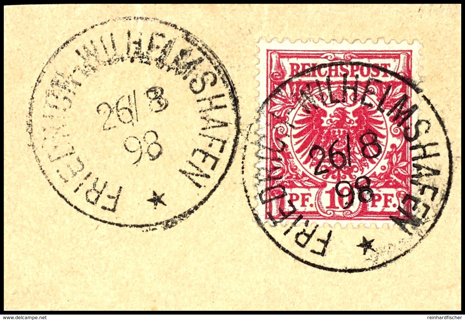 6352 10 Pfg Krone/Adler, Stempel FRIEDRICH-WILHELMSHAFEN 26/8 98, Auf Großem Briefstück (Stempel Neben Der Marke Nochmal - Sonstige & Ohne Zuordnung