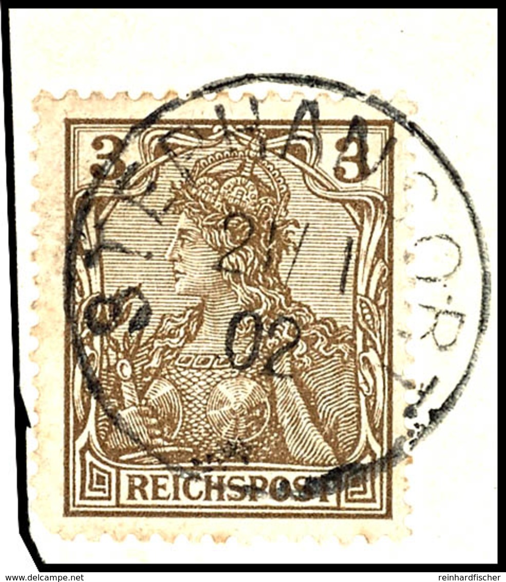 6361 3 Pfg Germania "Reichspost", Stempel STEPHANSORT 21/1 02, Auf Briefstück. "Später" Mitläufer (DR MiNr. 54), Katalog - Andere & Zonder Classificatie