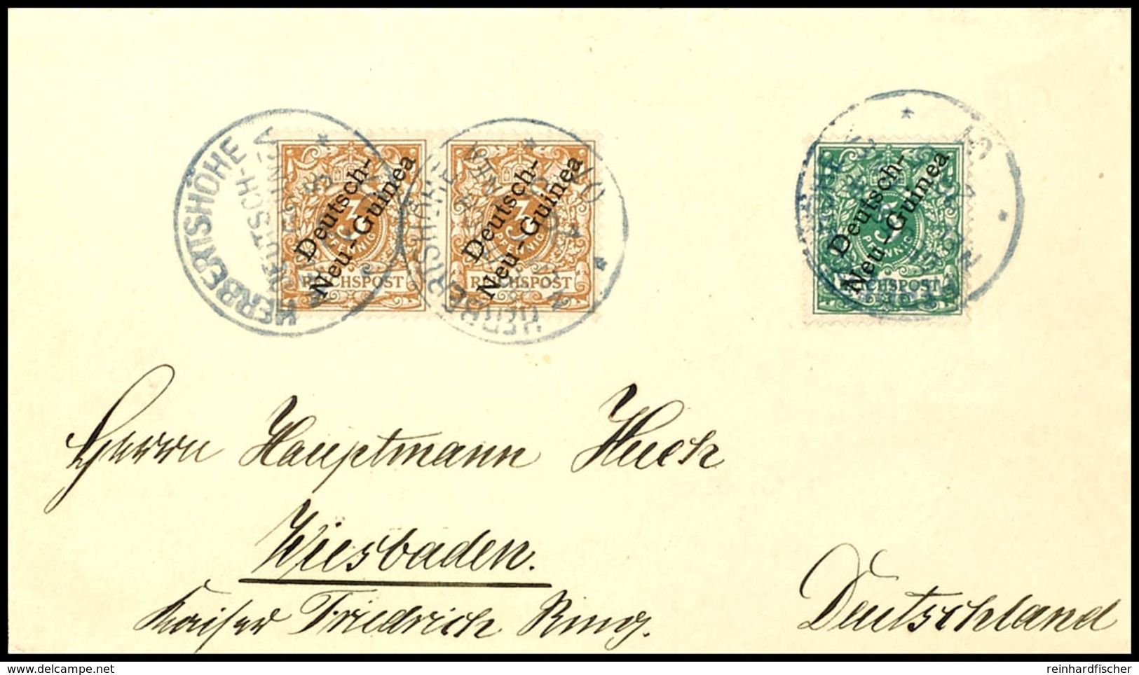 6371 3 Pfg (waagrechtes Paar) Und 5 Pfg Krone/Adler Auf Gering überfrankiertem Brief, Stempel HERBERTSHÖHE DNG 29/5/01,  - Duits-Nieuw-Guinea