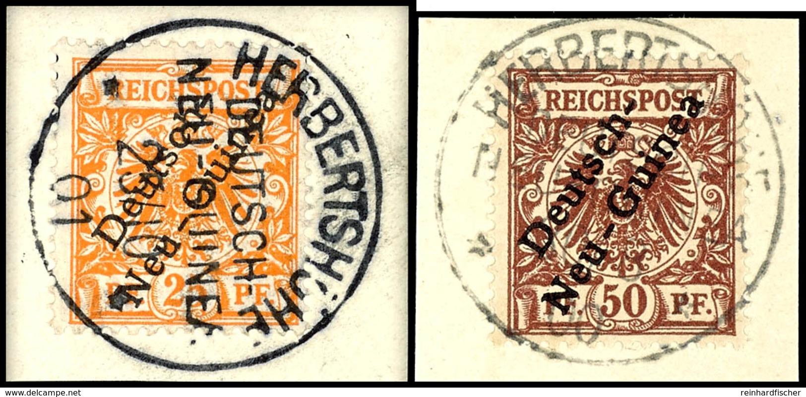 6373 3 Bis 50 Pf. Krone/Adler, 6 Werte Kpl. Je Auf Briefstück, Klar Gest HERBERTEHÖHE, 10 Pf. Gepr. Jäschke-L., 25 Pf. D - Duits-Nieuw-Guinea