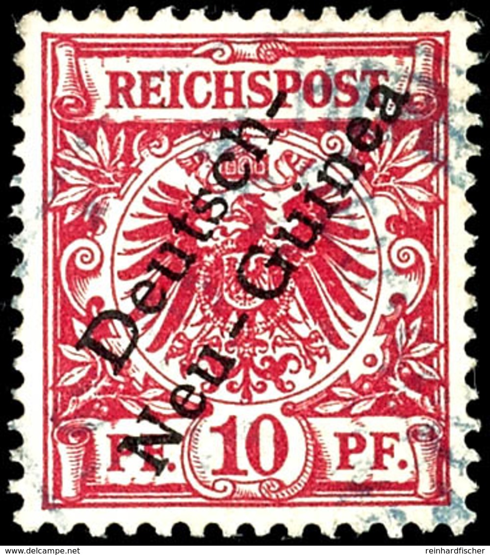 6387 10 Pf. Krone/Adler Lilarot, Blau Gest. HERBERTSHÖHE, Gepr. Jäschke-L. BPP, Katalog: 3b O - German New Guinea