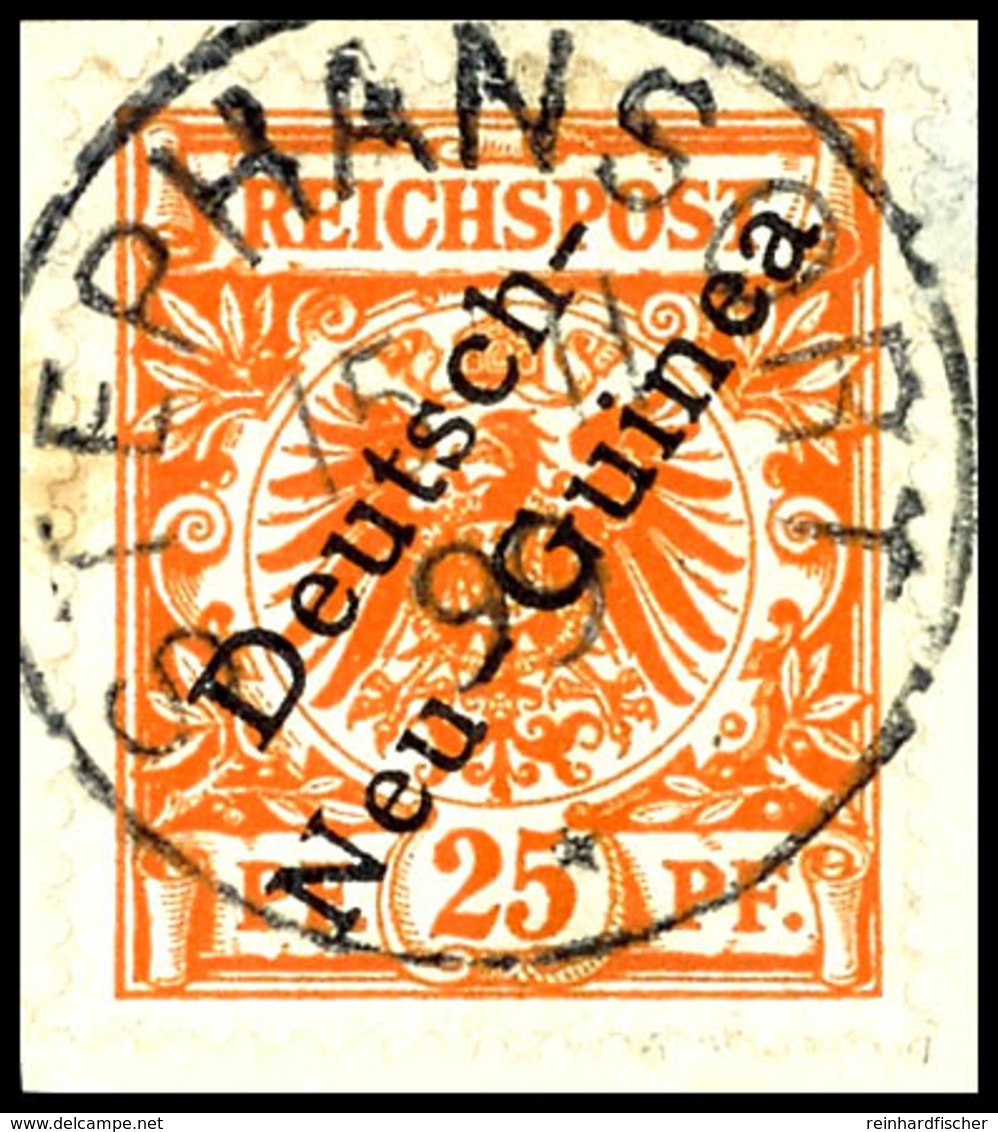 6395 25 Pf. Krone/Adler Dunkelorange Auf Briefstück, Klar Und Zentr. Gest. STEPHANSORT 15/II 99 (2/2 Zähne), Gepr. Jäsch - Deutsch-Neuguinea