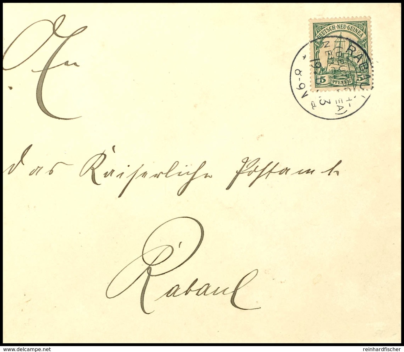 6408 5 Pfg Kaiseryacht Auf Ortsbrief (!) An Das Kaiserliche Postamt, Stempel RABAUL 19.6.13. Der Brief Ist 2-seitig Geöf - Duits-Nieuw-Guinea