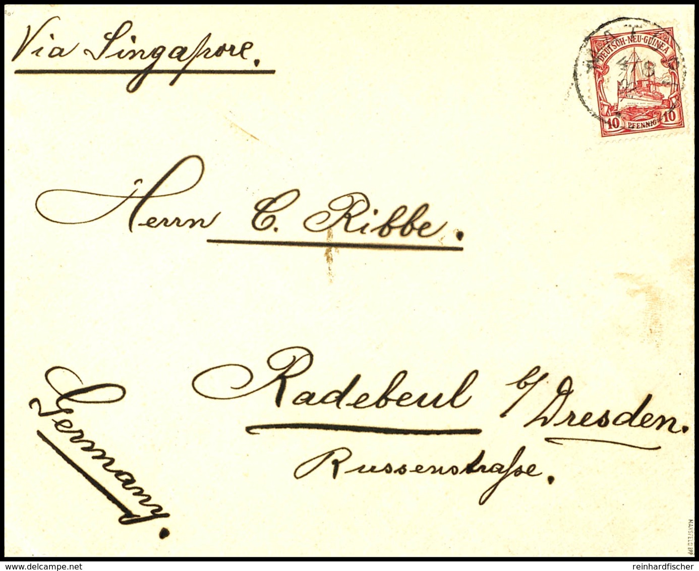 6415 10 Pfg Kaiseryacht Auf Brief, Stempel MATUPI 4/8 02, Nach Radebeul Mit Ank.-Stempel, Katalog: 9 BF - Deutsch-Neuguinea