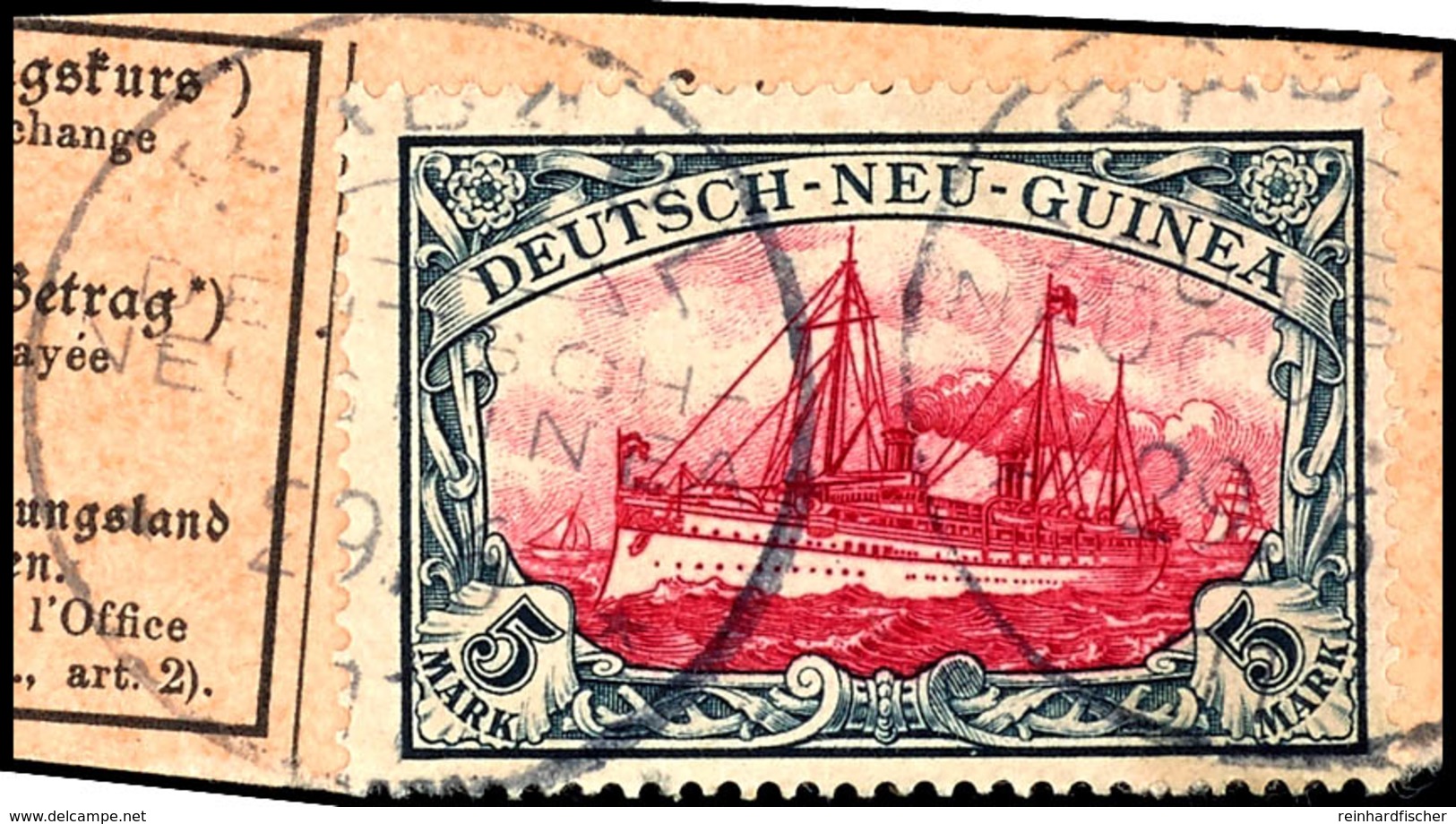 6428 5 RM Schiffszeichnung Auf Postanweisungsausschnitt 2mal Klar RABAUL  29.6 11, Gepr. Bothe Und Pfenninger,  Fotoatte - German New Guinea