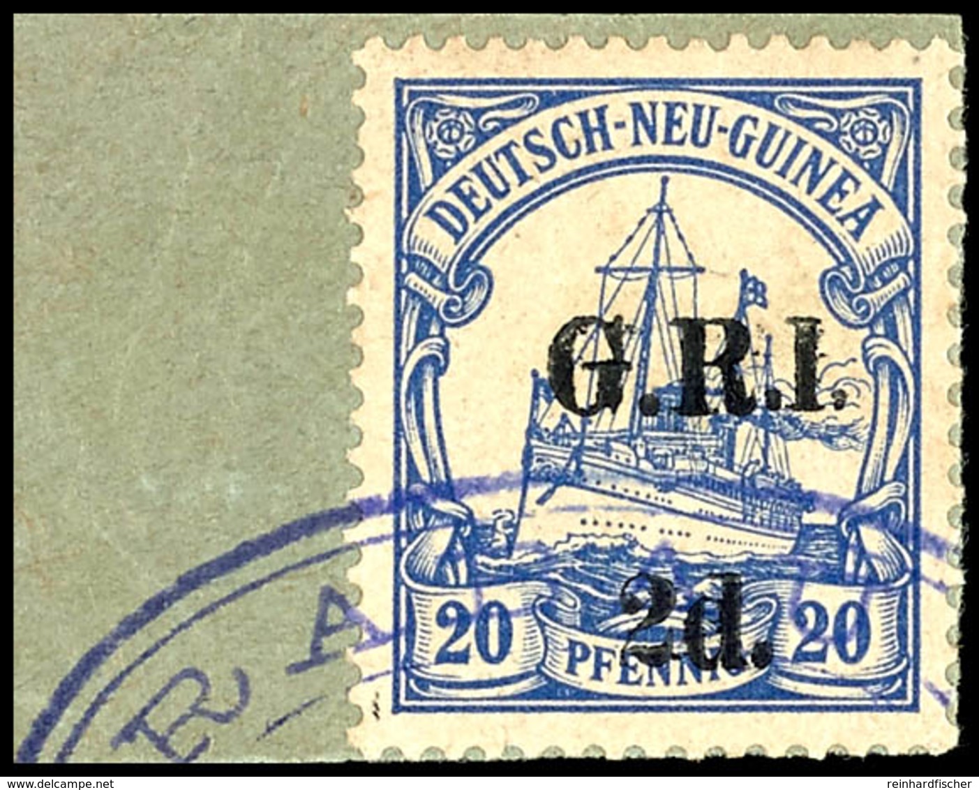 6445 1 D Und 2mal 2 D. Auf 5, 10 Und 20 Pf. Schiffszeichnung, Je Auf Briefstück, Violetter Ovalstpl. RABAUL, Katalog: 2/ - Deutsch-Neuguinea