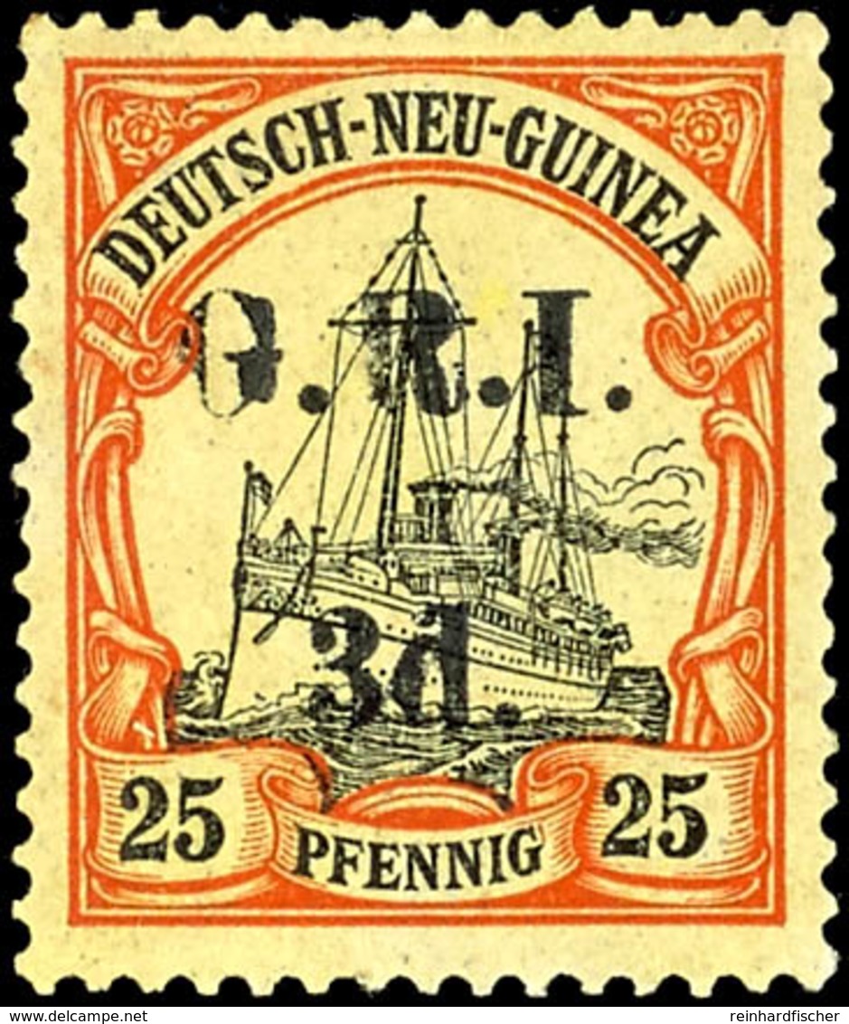 6449 3 D. Auf 25 Pf. Schiffszeichnung, Sign., Ungebraucht, Katalog: 7II * - Deutsch-Neuguinea