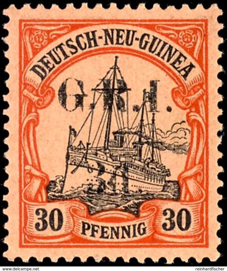 6450 3 D. Auf 30 Pf. Schiffszeichnung, Sign., Ungebraucht, Katalog: 8II * - German New Guinea