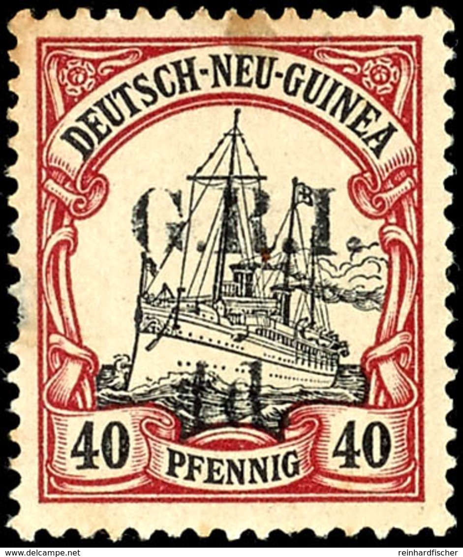 6451 4 D. Auf 40 Pf. Schiffszeichnung, Sign., Ungebraucht (Alterungsspuren), Katalog: 9II * - Deutsch-Neuguinea