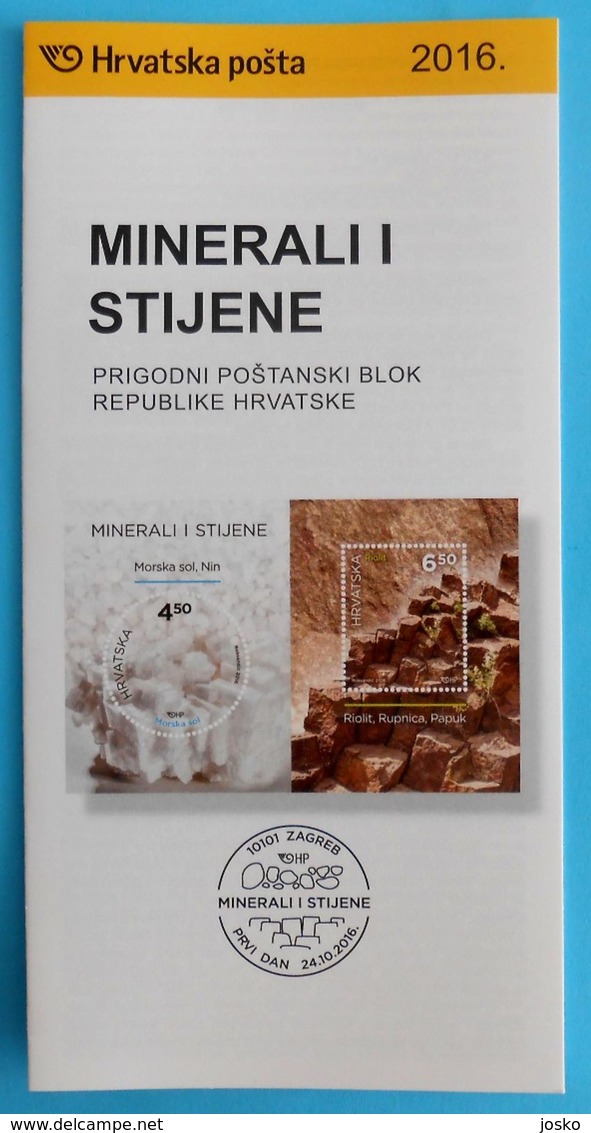 MINERALS AND ROCKS 2016.- Croatian Post Official Postage Stamp Prospectus * Geology Mineral Geological Geologie Geologia - Mineralien