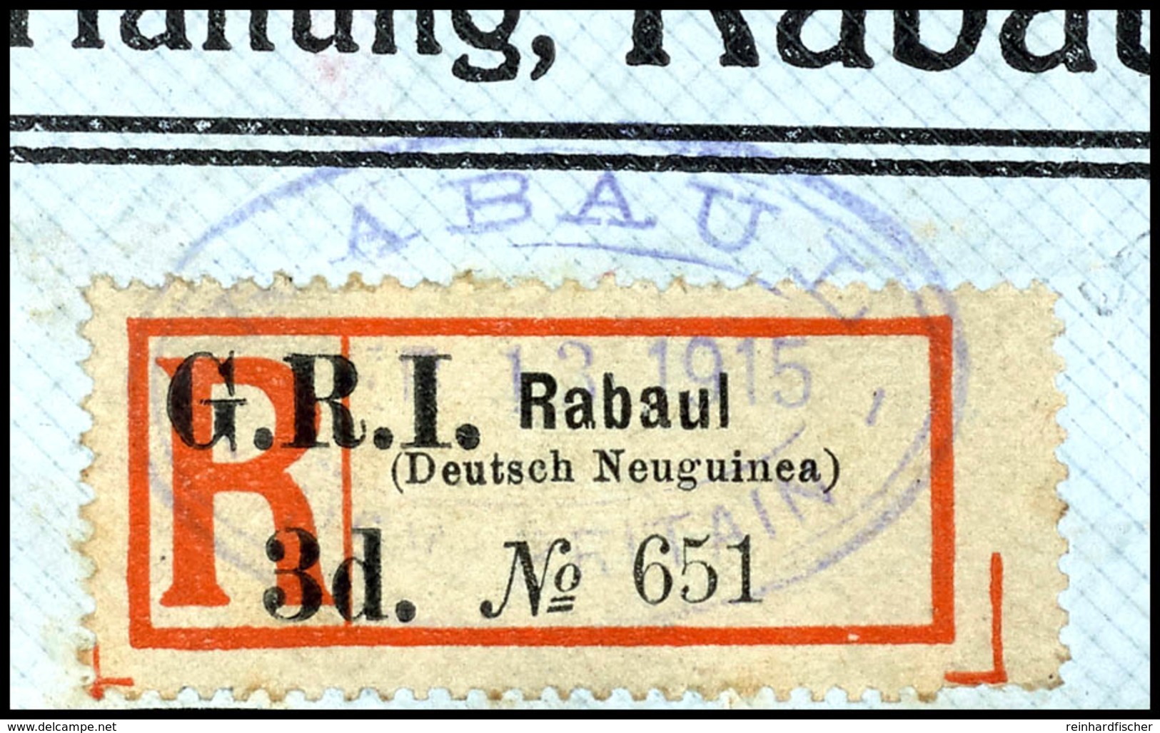 6459 3 D. Auf R-Zettel Rabaul (Grotesk), 3 Stumpfe Zähne Ordnungshalber Erwähnt, Sonst Sehr Gut Gezähnt, Auf Briefstück, - German New Guinea