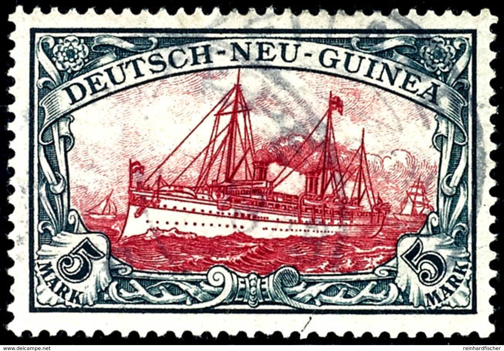 6474 EITAPE, 2mal Zart Auf 5 Mk. Schiffszeichnung, Kurzbefund R.F.Steuer BPP: " Echt, Mängel (Einriss 1½ Mm)", Katalog:  - Deutsch-Neuguinea