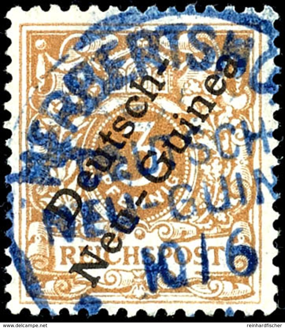 6489 HERBERTSHÖHE 10/6, Blau, Klar Und Zentr. Auf 3 Pf. Krone/Adler Hellockergelb, Gepr. R.F.Steuer BPP, Katalog: 1b O - German New Guinea