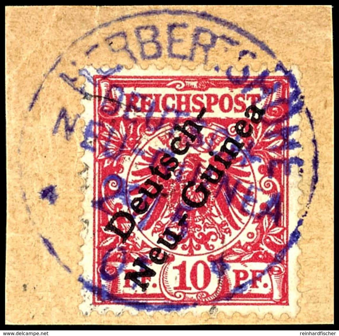 6494 HERBERTSHÖHE 29/5 01, Violett, Klar Und Zentr. Auf Briefstück 10 Pf. Krone/Adler, Gepr. R.Steuer BPP, Katalog: 3a B - German New Guinea