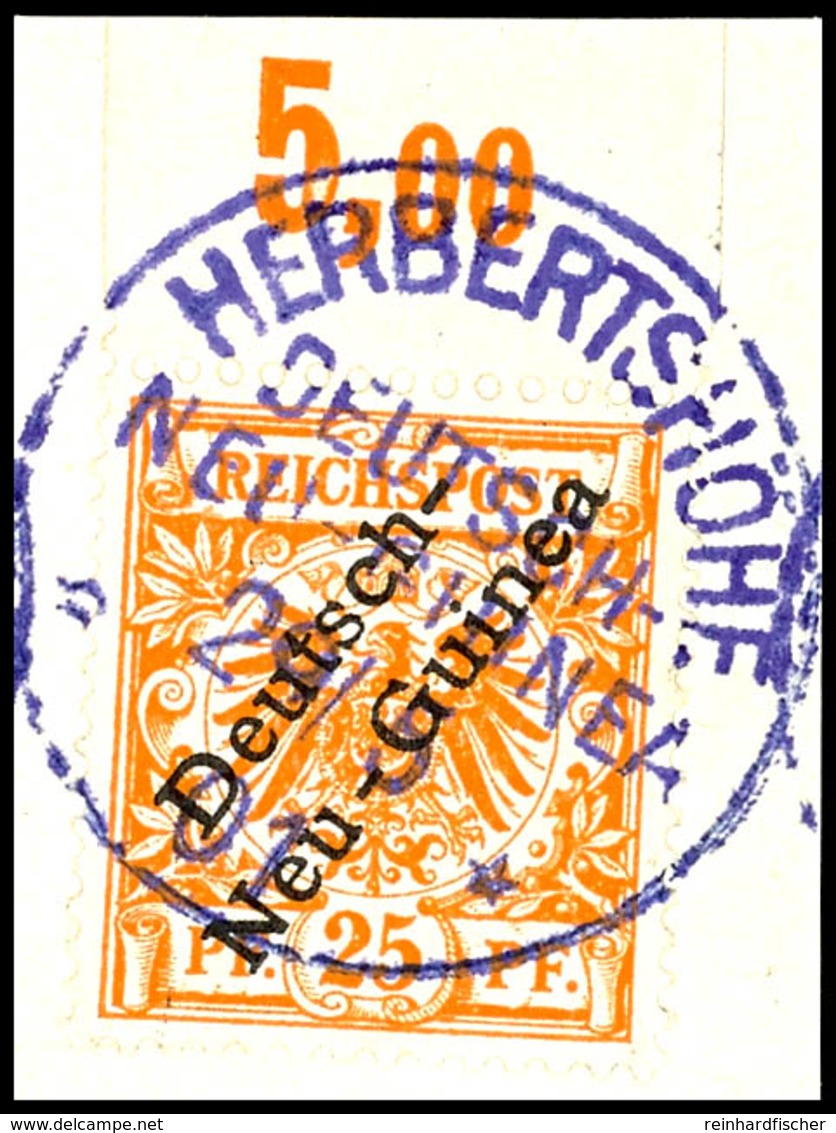 6495 HERBERTSHÖHE 29/5 01, Violett, Klar Und Zentr. Auf Briefstück 25 Pf. Krone/Adler Oberrandstück, Katalog: 5a BS - Duits-Nieuw-Guinea