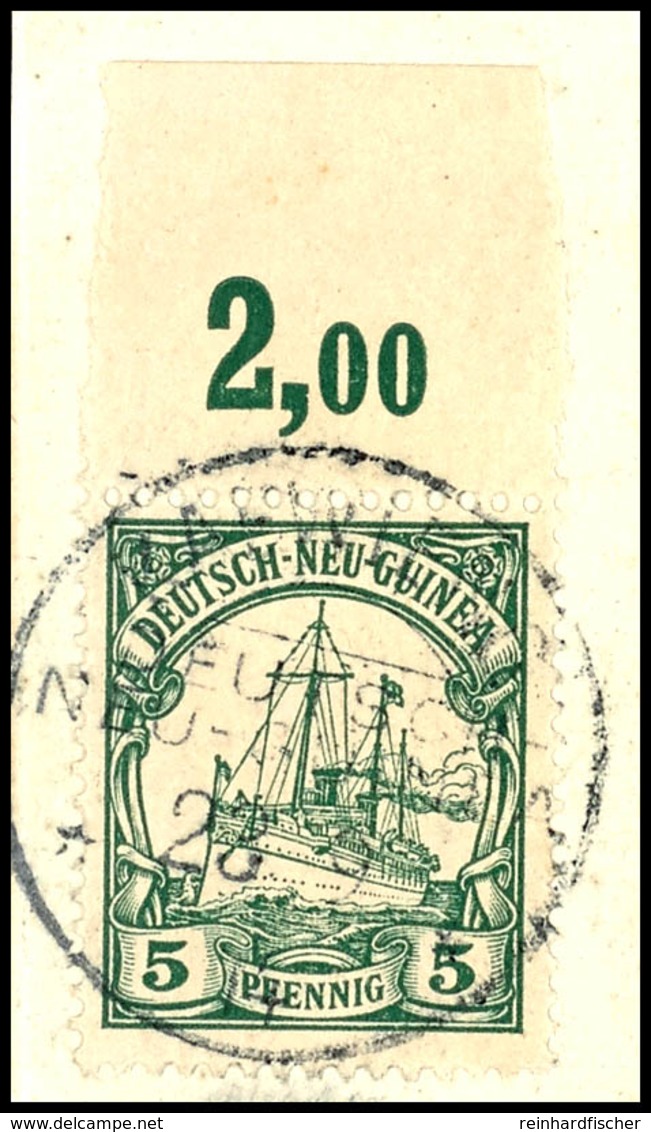 6502 KAEWIENG 23/9 14, Klar Und Zentr. Auf Briefstück Oberrand 5 Pf. Schiffszeichnung, Gepr. Mansfeld, Kriegsdatum!, Kat - Deutsch-Neuguinea