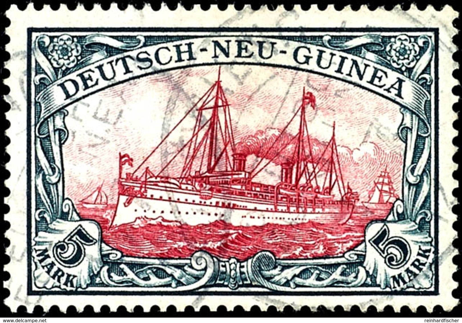 6503 KAEWIENG 7/7 12, 2mal  Klar Auf 5 Mk. Schiffszeichnung, Gdpr. Dr. Lantelme BPP, Katalog: 19 O - Duits-Nieuw-Guinea