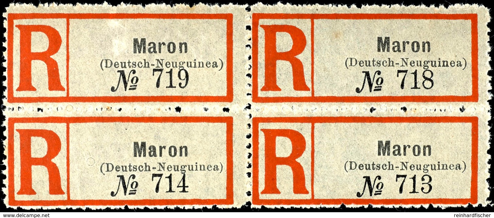 6518 MARON, R-Zettel, 4er-Block Postfrisch, Katalog: (4) ** - German New Guinea