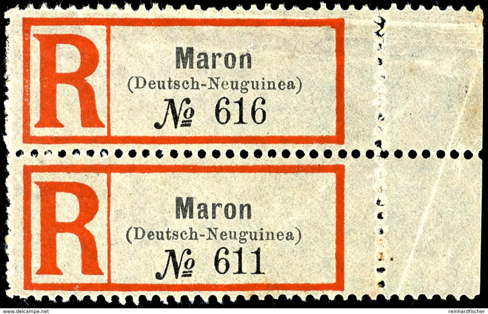 6519 MARON, R-Zettel, Senkr. Randpaar, Postfrisch, Katalog: (2) ** - Deutsch-Neuguinea