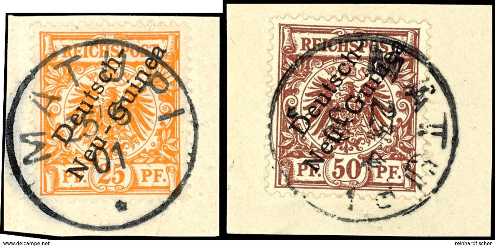 6520 MATUPI (meist Versch. Daten), Je Klar Und Zentr. Auf 6 Briefstücken, 3 Bis 50 Pf. Krone/Adler, Katalog: 1/6 BS - German New Guinea