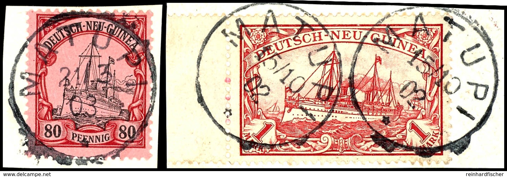 6521 MATUPI (versch Daten), Je Klar Und Zentr. Auf 10 Briefstücken  3 Pf. Bis 1 Mk. Schiffzeichnung, Katalog: 7/16 BS - Duits-Nieuw-Guinea