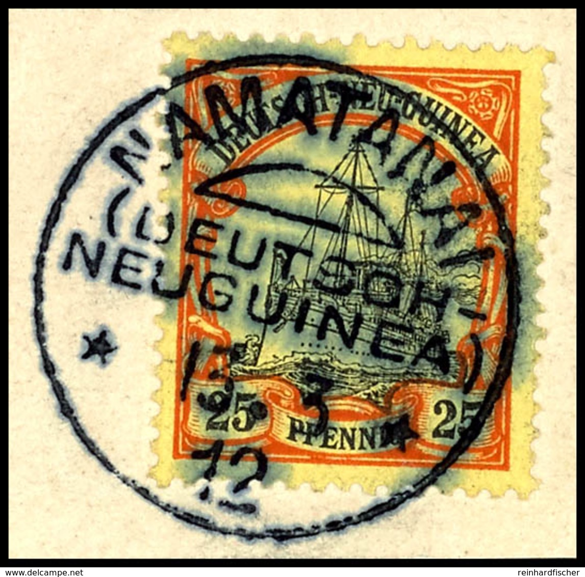 6527 NAMATANAI 13.3 12, Klar Und Zentr. Auf Briefstück 25 Pf. Schiffszeichnung, Katalog: 11 BS - Duits-Nieuw-Guinea