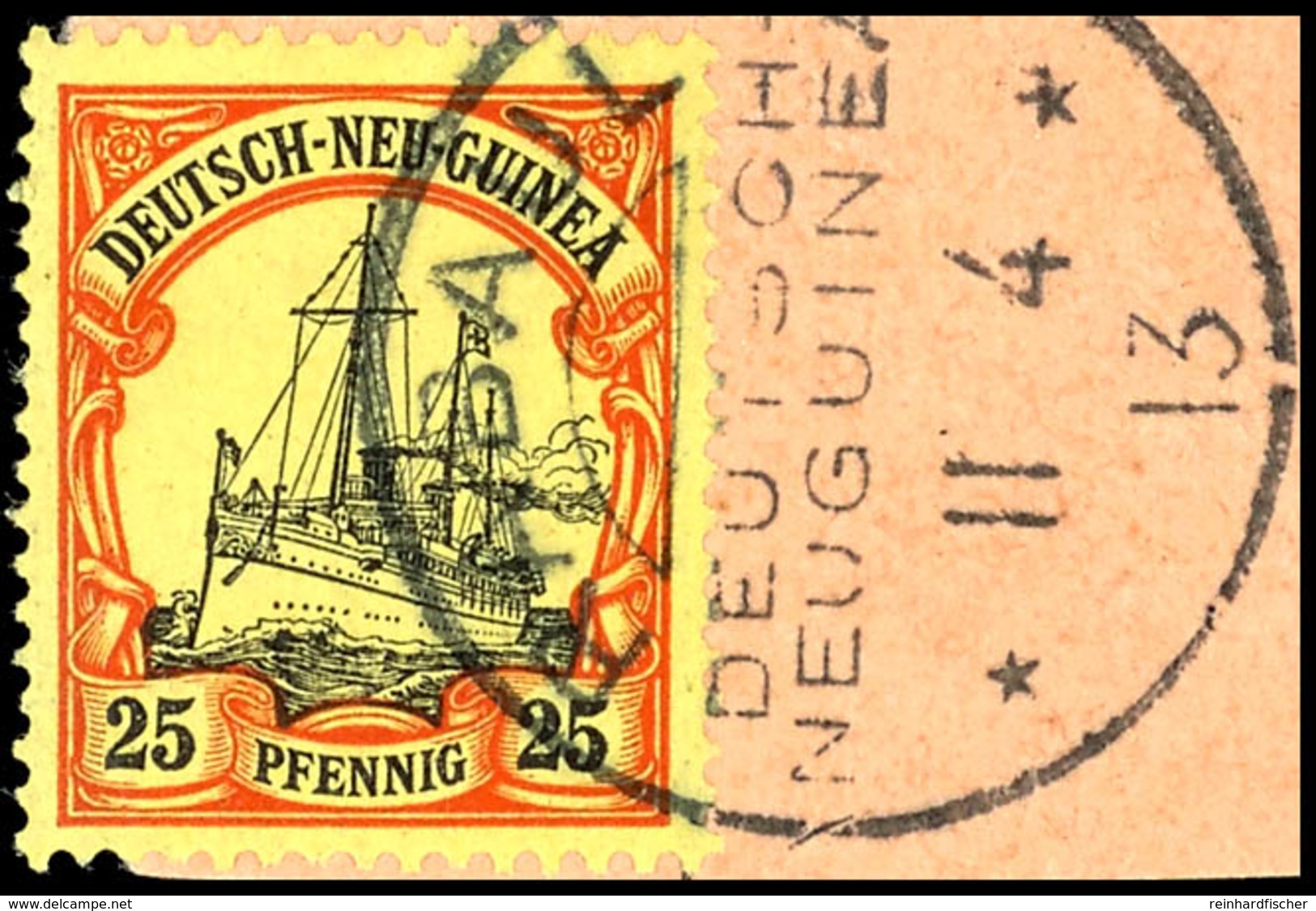 6533 RABAUL 11.4.13., Klar Auf Postanweisungsausschnitt 25 Pf. Schiffszeichnung, Lt. Postakten Soll Sich Der Stempel Ab  - Duits-Nieuw-Guinea